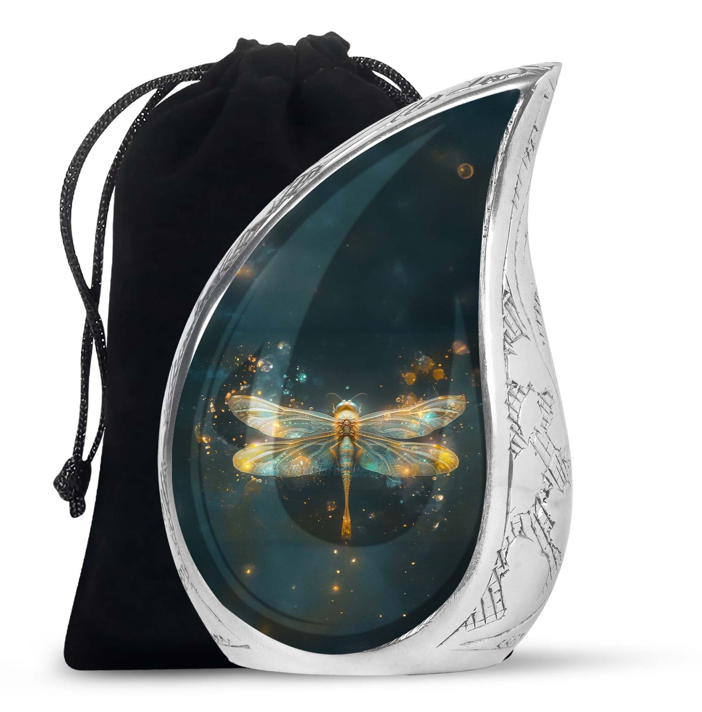 Personalized Dragonfly Cremation Urn for Women - 10-inch, 200 cu in - Yatskia