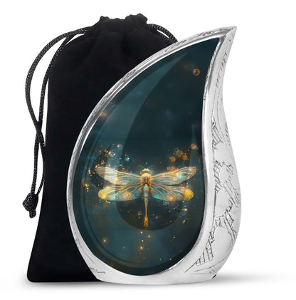 Personalized Dragonfly Cremation Urn for Women - 10-inch, 200 cu in - Yatskia