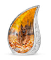 Autumn Canine Stroll Urn - German Shepherd Memorial Urns For Ashes