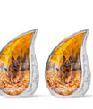 Autumn Canine Stroll Urn - German Shepherd Memorial Urns For Ashes