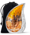 Autumn Canine Stroll Urn - German Shepherd Memorial Urns For Ashes