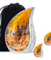 Autumn Canine Stroll Urn - German Shepherd Memorial Urns For Ashes