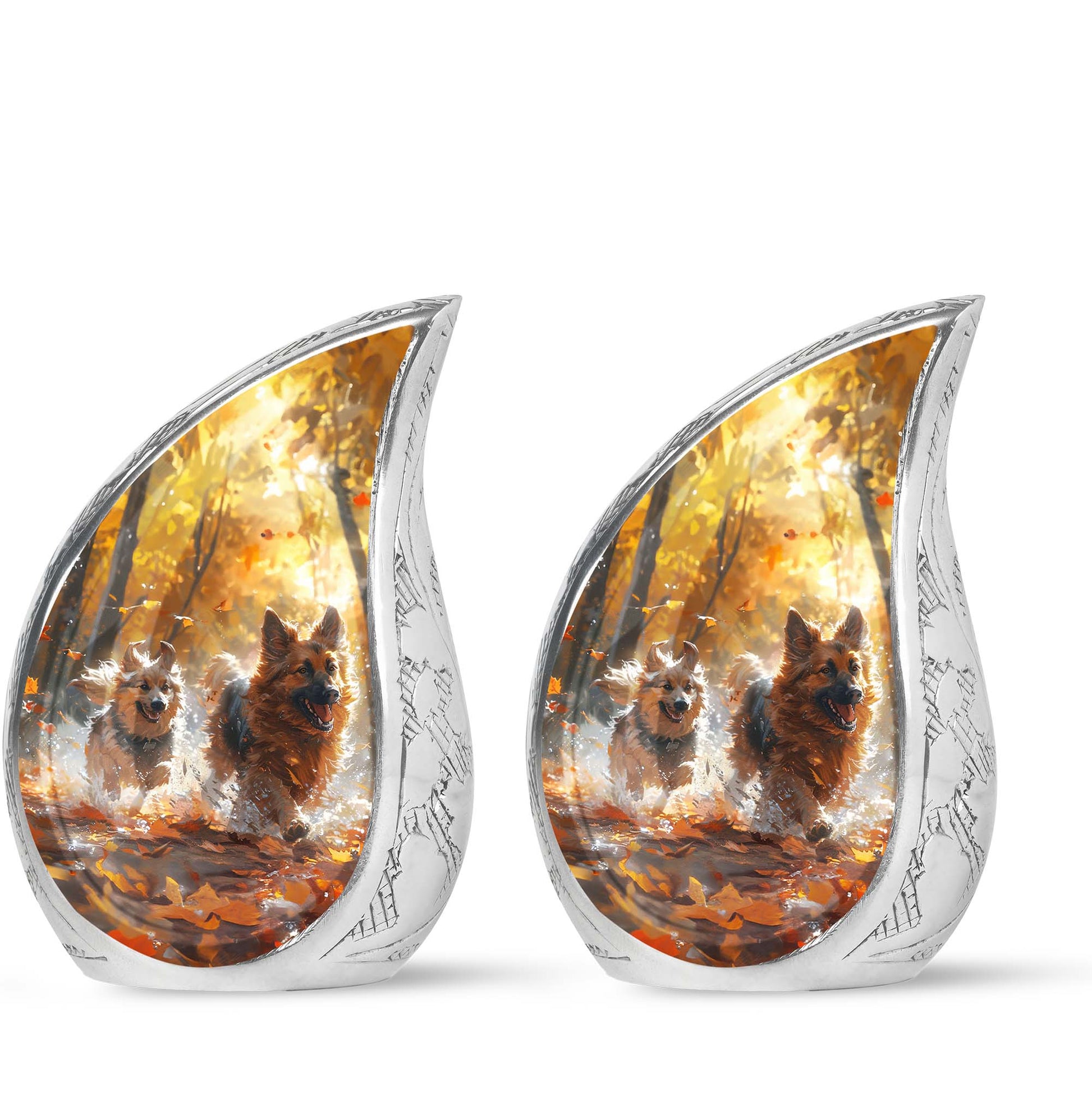 German Shepherd Memorial Urn For Dogs - Autumn Cremation Urn For Pet