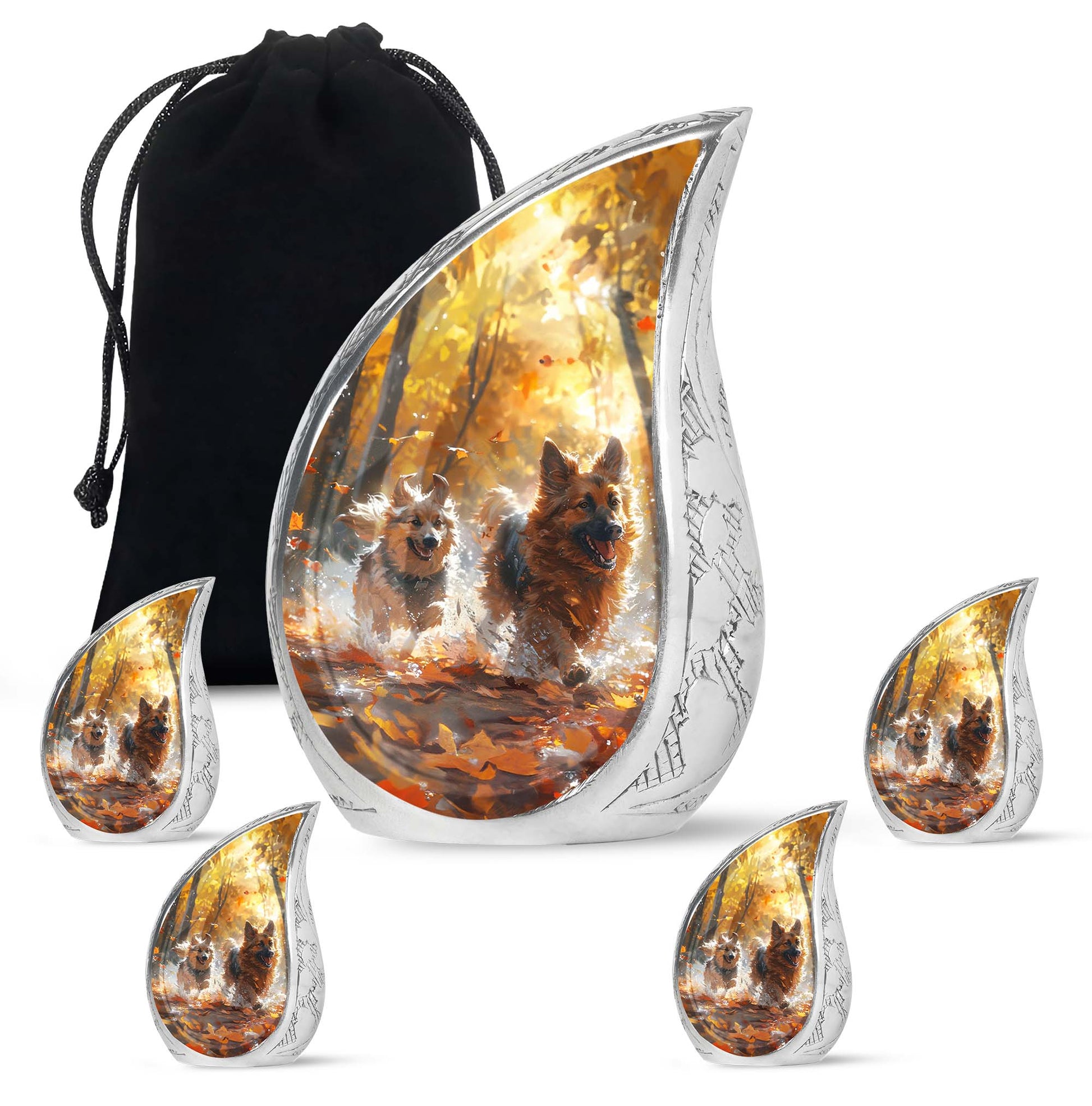 German Shepherd Memorial Urn For Dogs - Autumn Cremation Urn For Pet