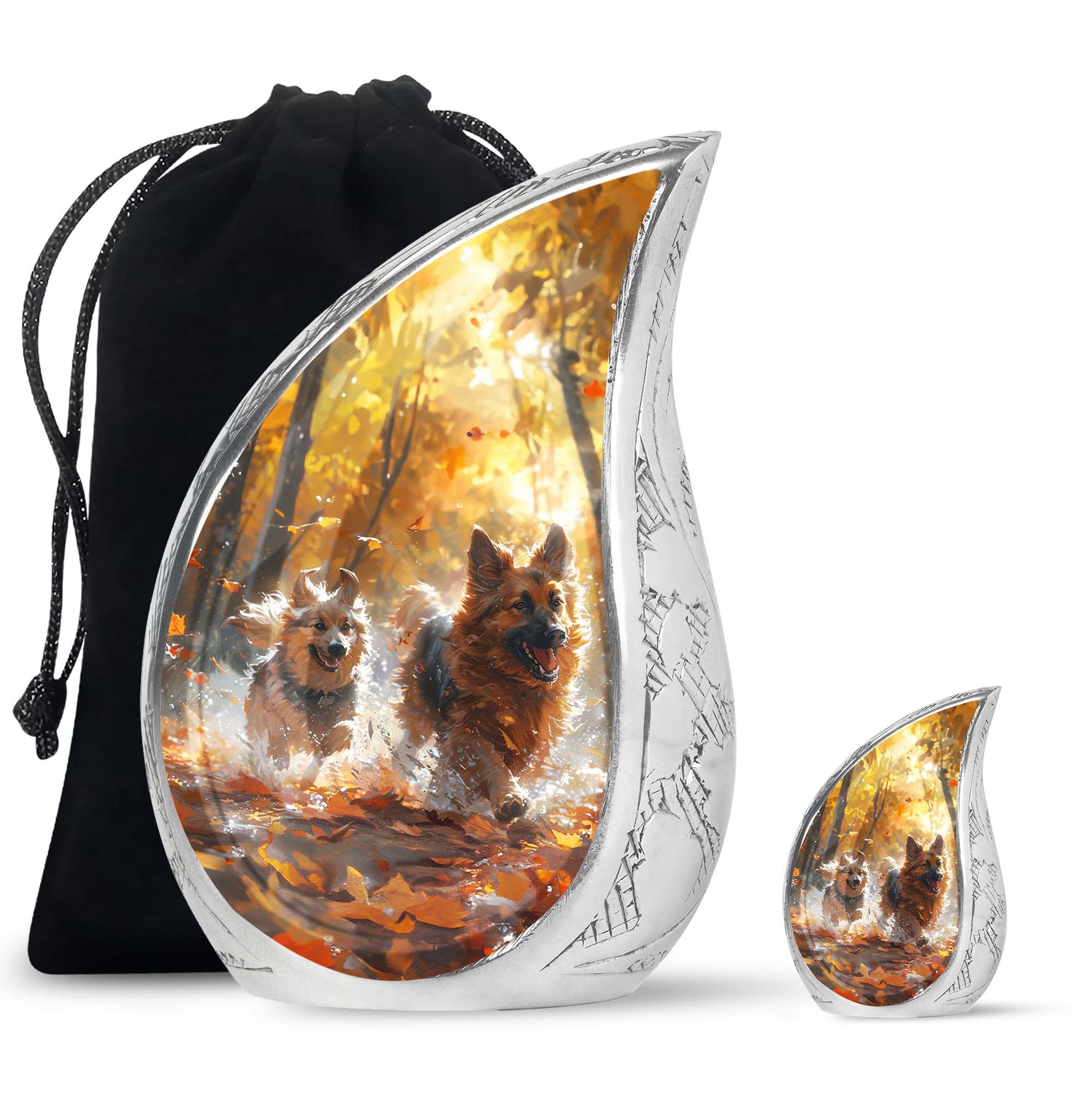 German Shepherd Memorial Urn For Dogs - Autumn Cremation Urn For Pet