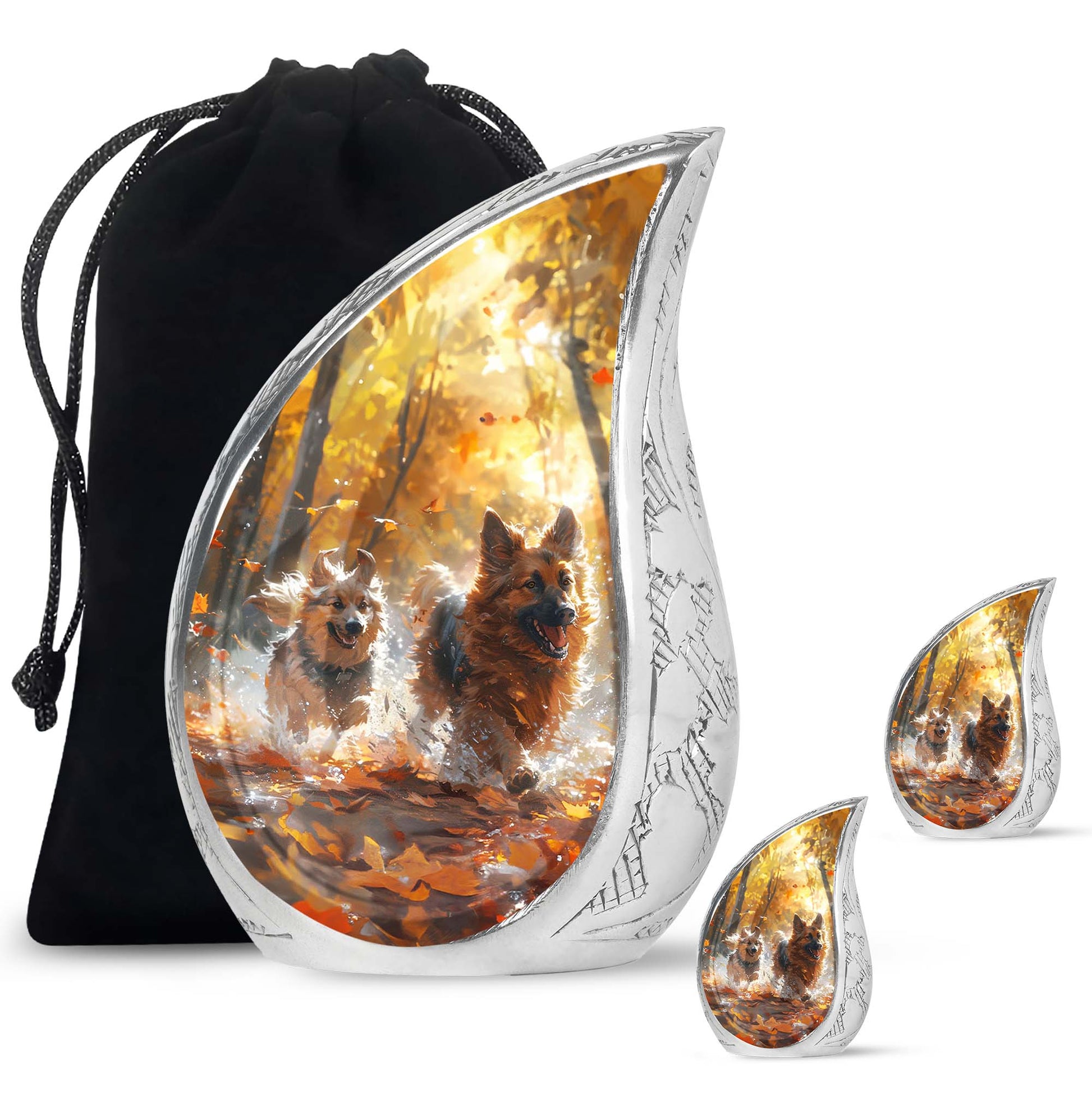 German Shepherd Memorial Urn For Dogs - Autumn Cremation Urn For Pet