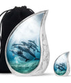 Aquatic Dolphins Family - Dolphin Cremation Urn For Men And Women