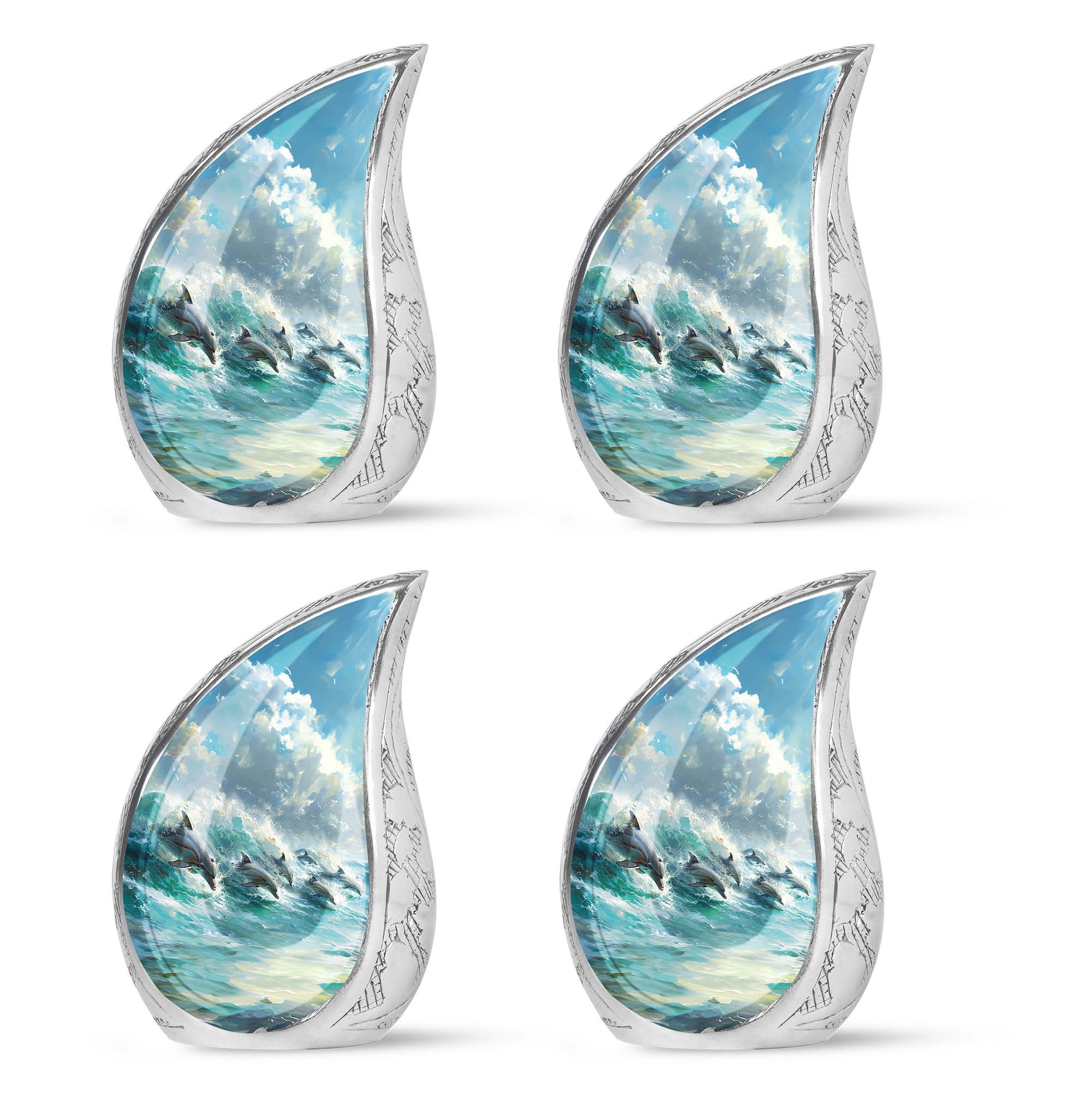 Dolphin Urn Memorial For Adults - Ocean Waves Funeral Urn For Ashes