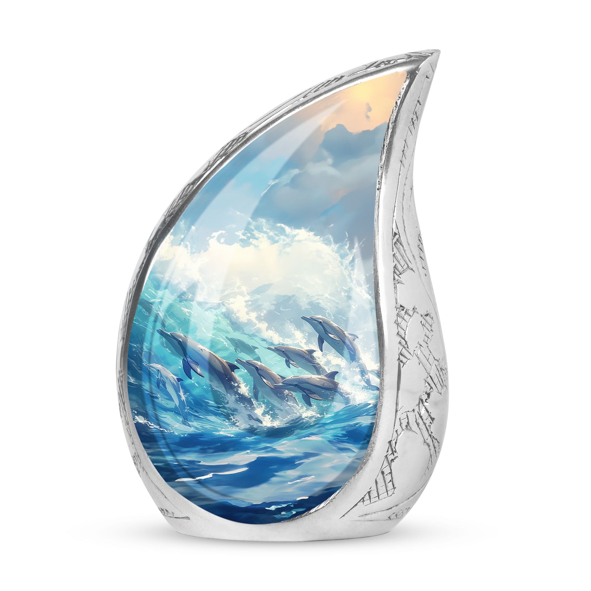 Dolphin Family Cremation Urn - Dolphin Large Funeral Ashes Urn