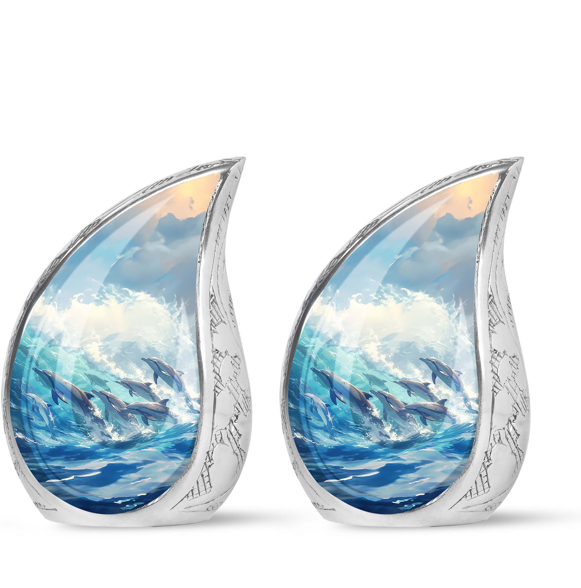 Dolphin Family Cremation Urn - Dolphin Large Funeral Ashes Urn