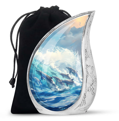 Personalized Dolphin Cremation Urn for Human Ashes - 10-inch, 200 cu in - Yatskia