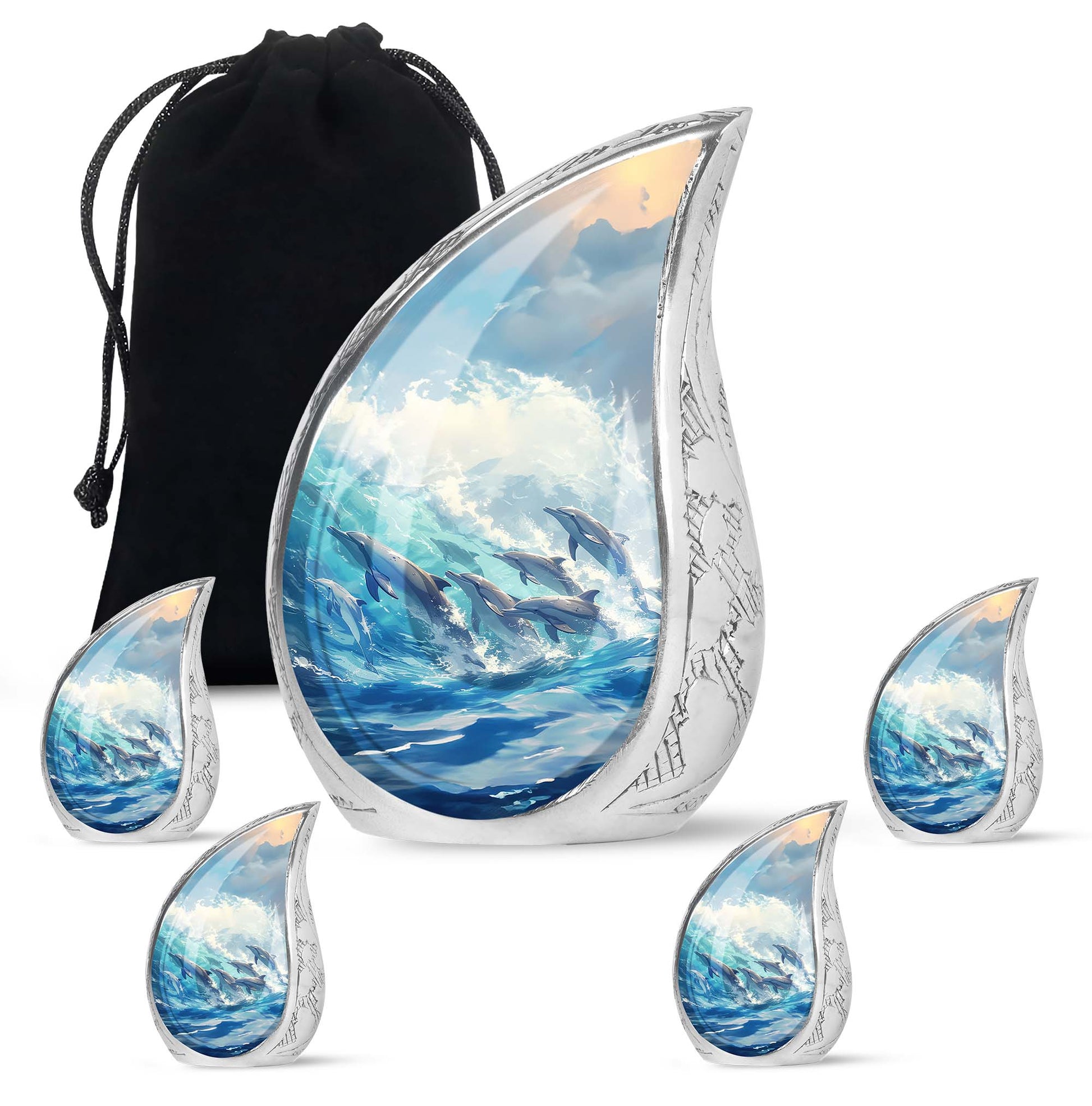 Dolphin Family Cremation Urn - Dolphin Large Funeral Ashes Urn