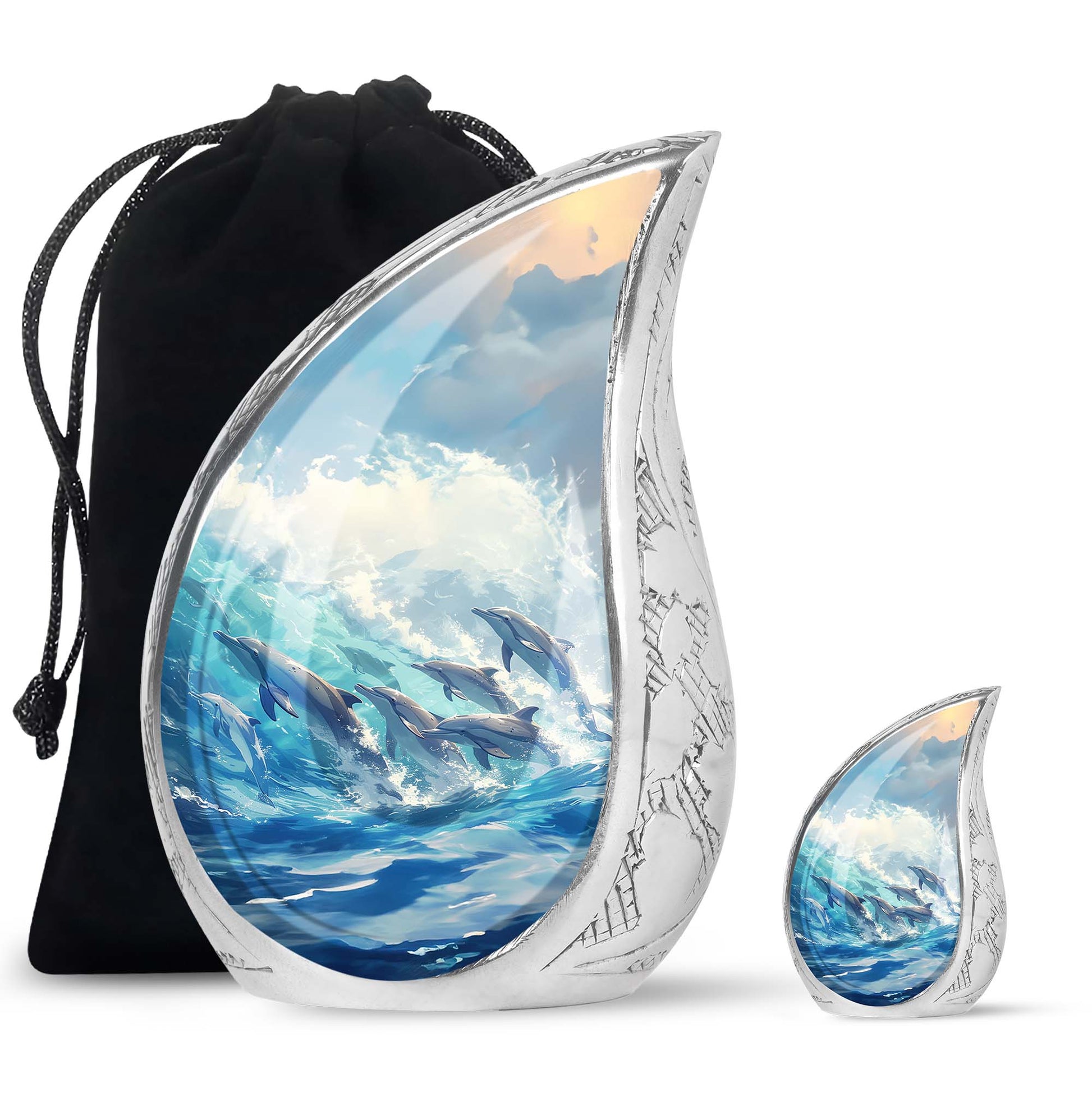 Dolphin Family Cremation Urn - Dolphin Large Funeral Ashes Urn
