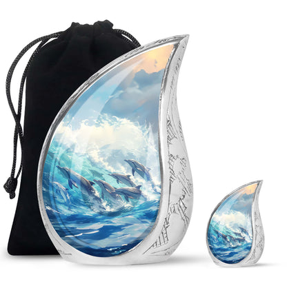 Personalized Dolphin Cremation Urn for Human Ashes - 10-inch, 200 cu in - Yatskia