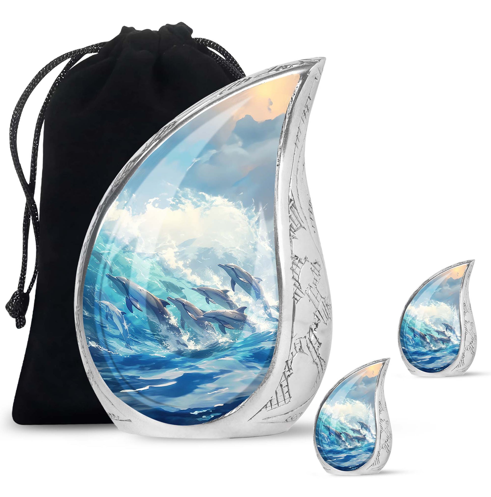 Dolphin Family Cremation Urn - Dolphin Large Funeral Ashes Urn