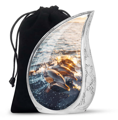 Personalized Dolphin Cremation Urn for Women - 10-inch, 200 cu in - Yatskia