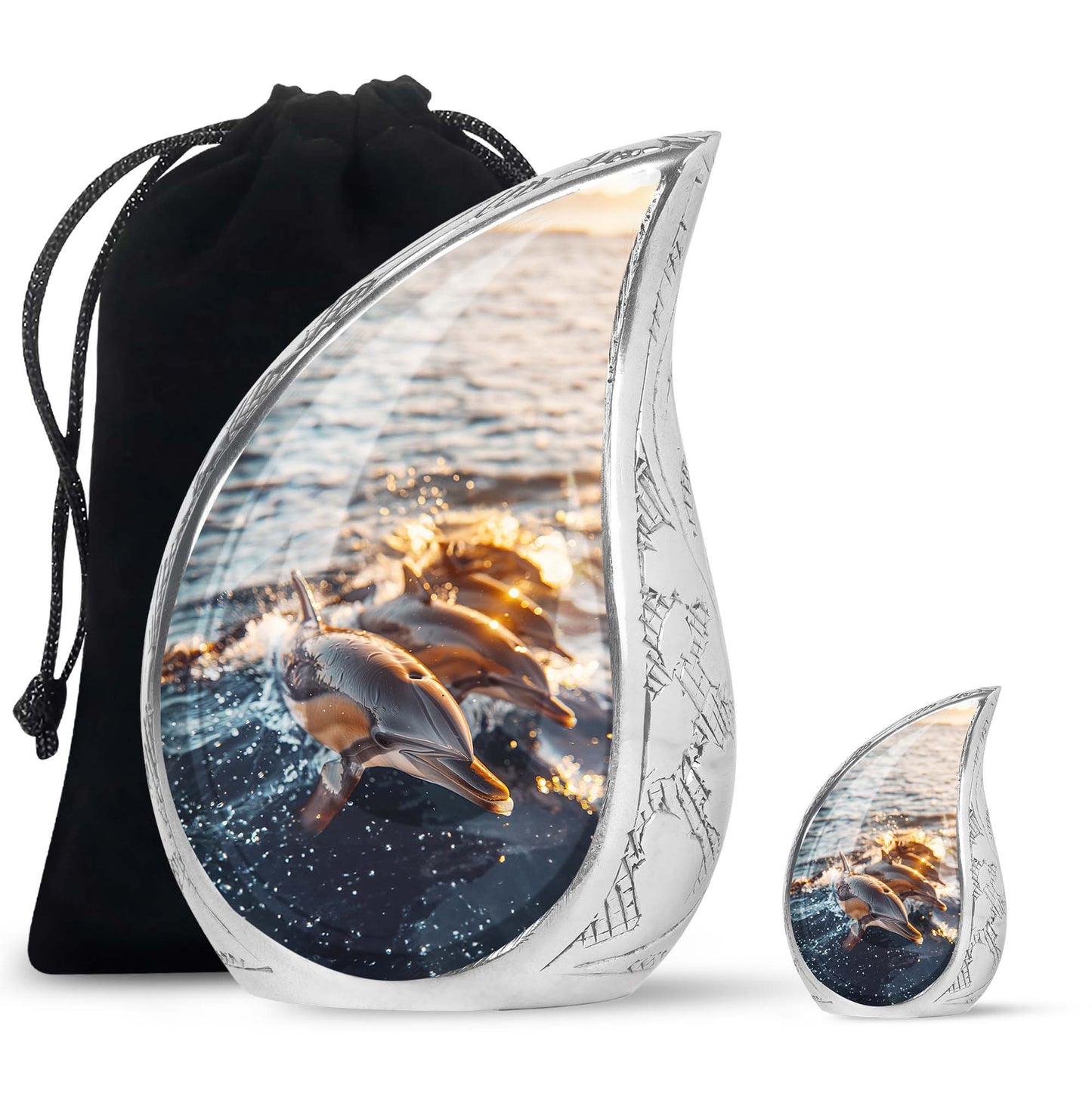 Personalized Dolphin Cremation Urn for Women - 10-inch, 200 cu in - Yatskia