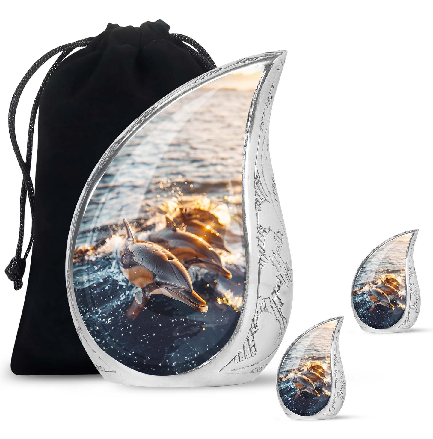 Personalized Dolphin Cremation Urn for Women - 10-inch, 200 cu in - Yatskia