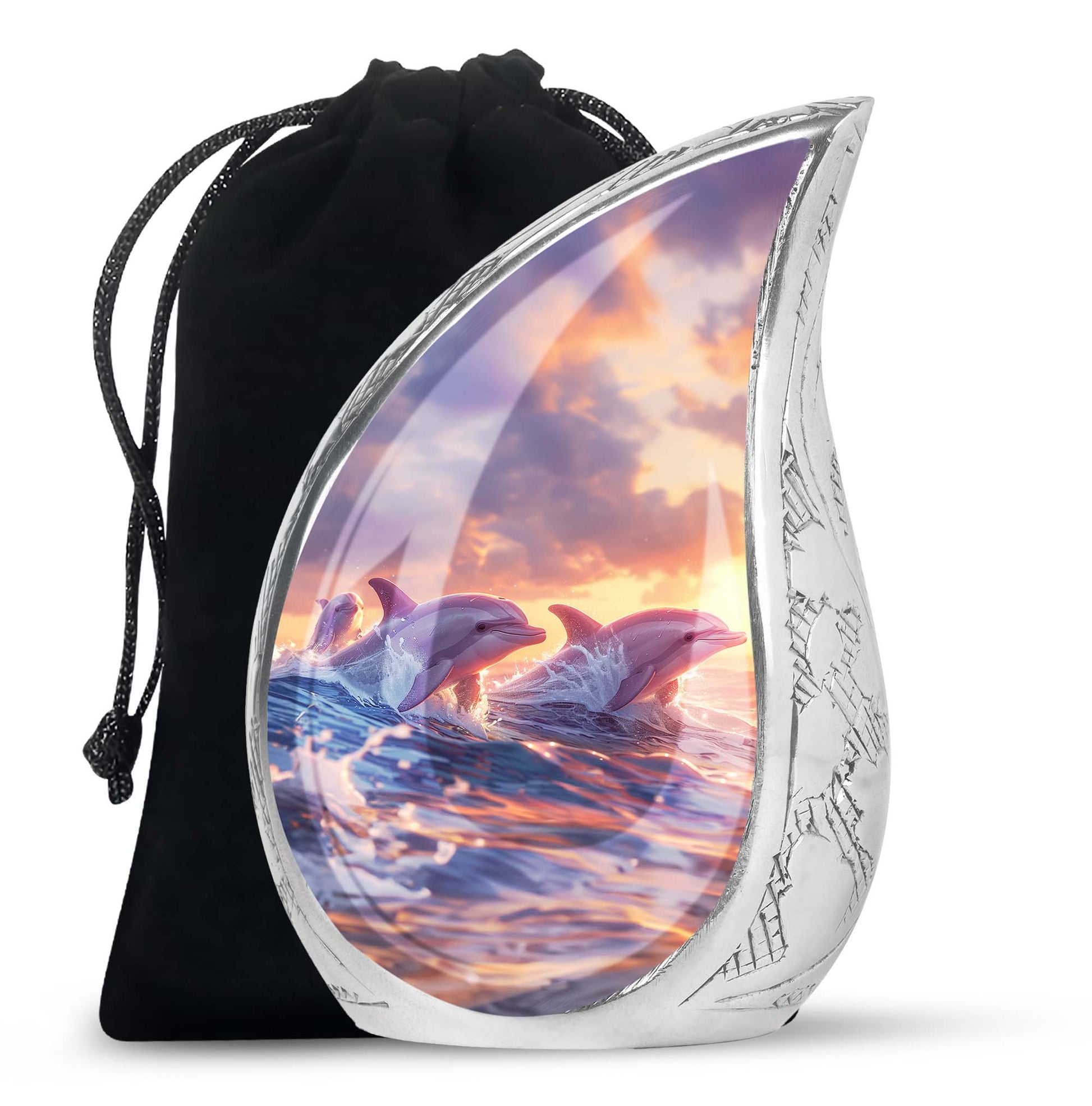 Sunset Dolphin Memorial Urn For Women - Large Urns For Adult Human Ashes