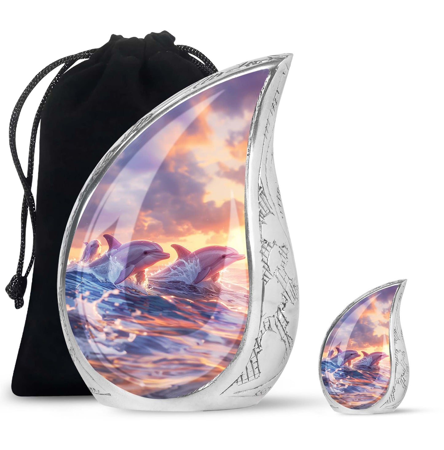 Personalized Dolphin Memorial Urn for Women - 10-inch, 200 cu in - Yatskia