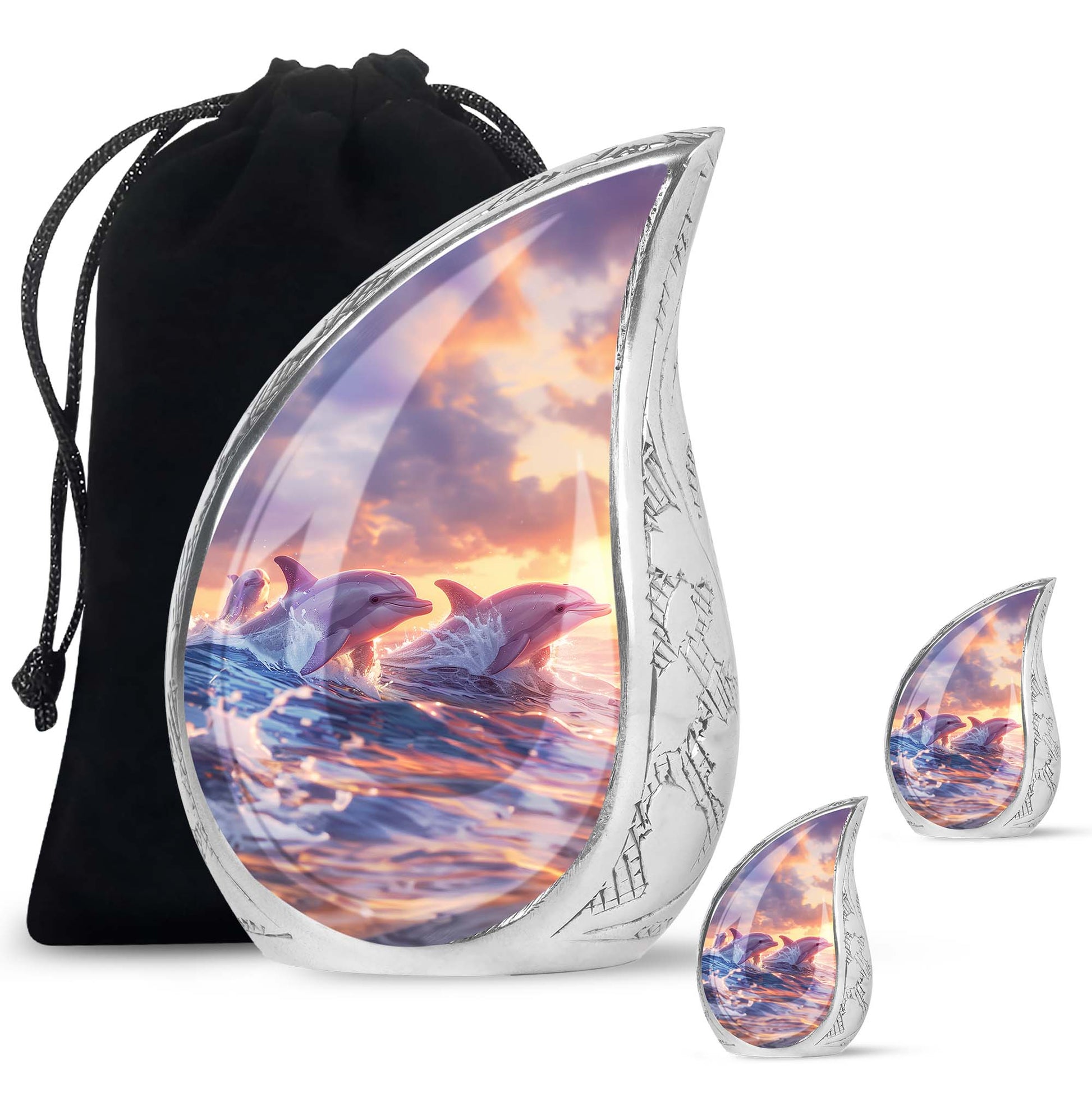 Sunset Dolphin Memorial Urn For Women - Large Urns For Adult Human Ashes