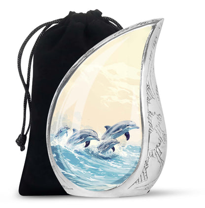 Personalized Dolphin Cremation Urn for Men & Women - 10-inch, 200 cu in - Yatskia