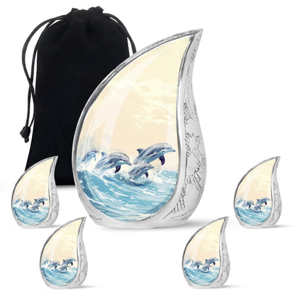 Personalized Dolphin Cremation Urn for Men & Women - 10-inch, 200 cu in - Yatskia