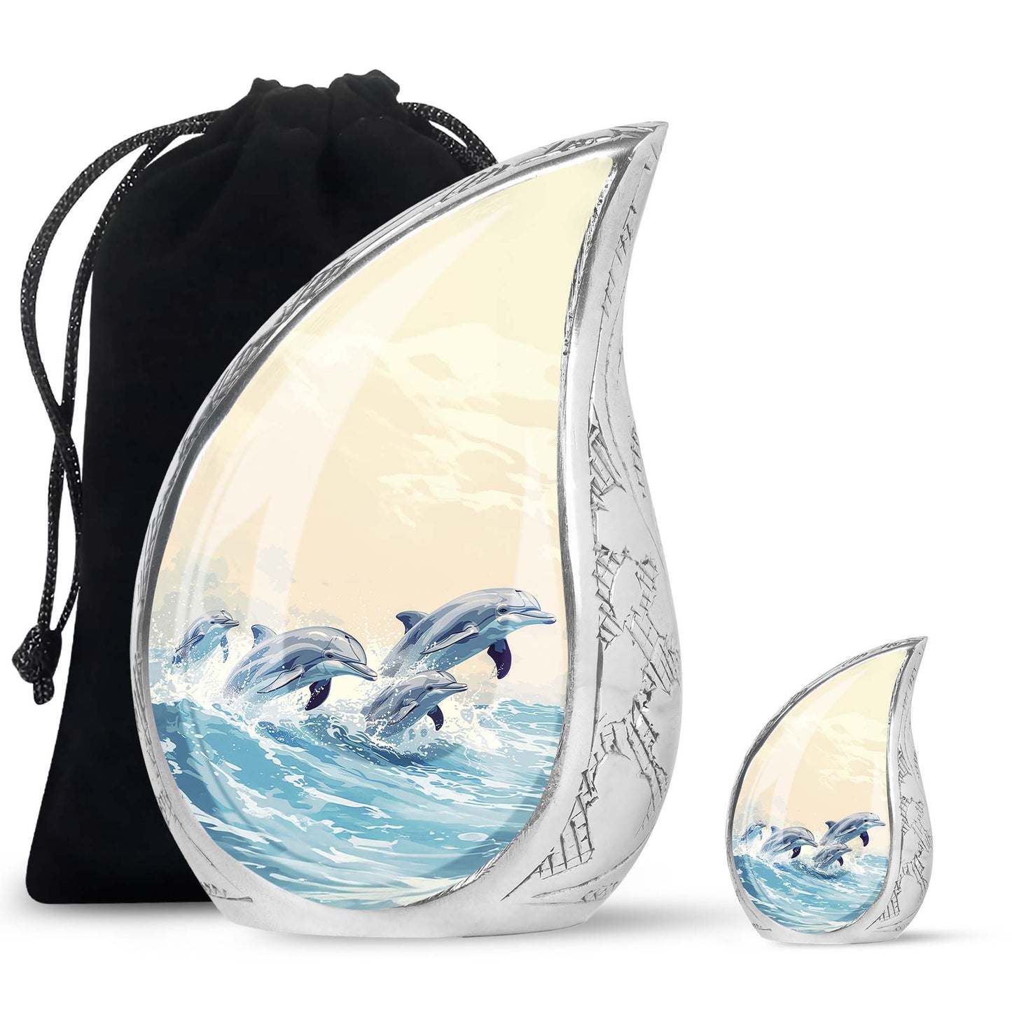 Personalized Dolphin Cremation Urn for Men & Women - 10-inch, 200 cu in - Yatskia