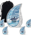 Dolphins Large Urn Memorial - Cremation Keepsake Urn Combo