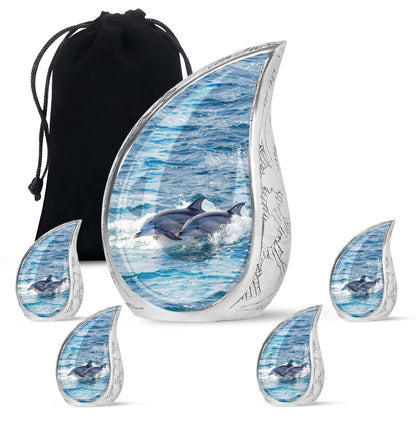 Personalized Dolphin Cremation Urn for Women - 10-inch, 200 cu in - Yatskia