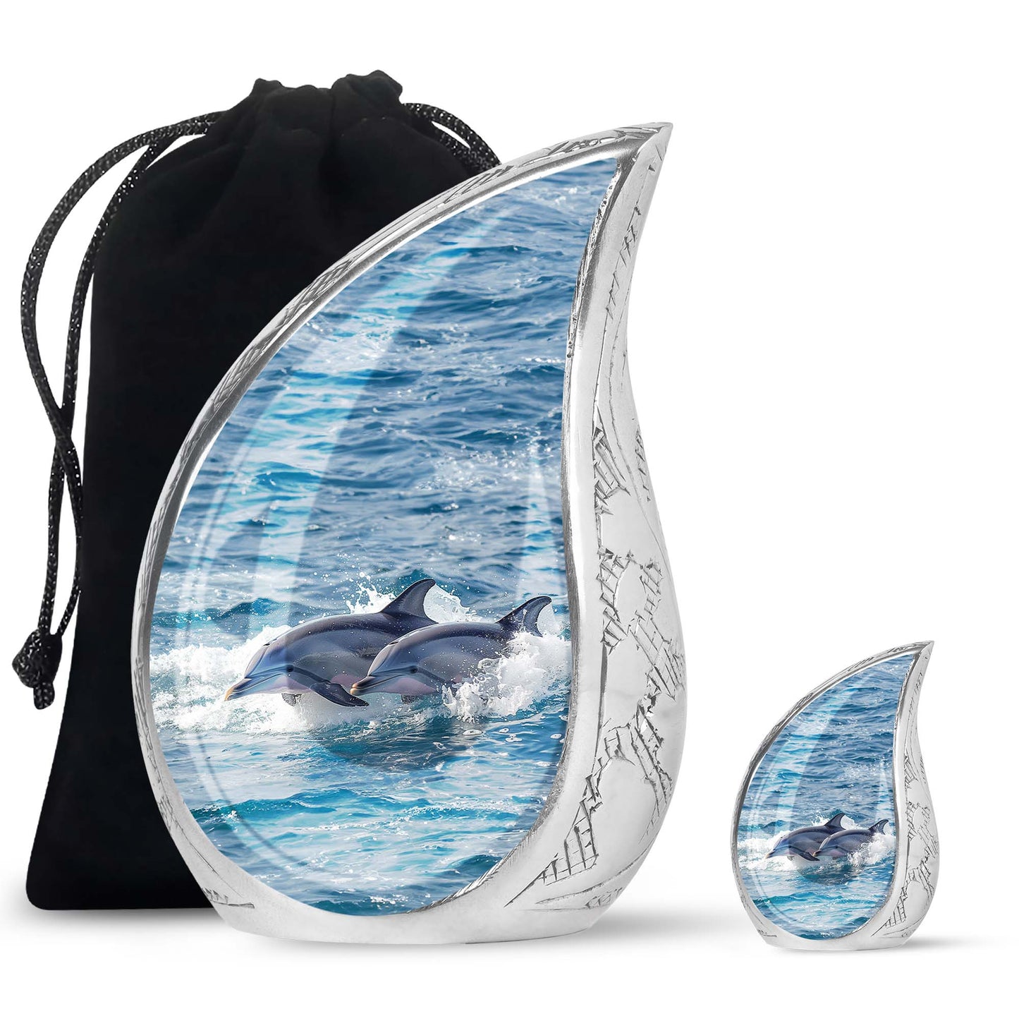 Personalized Dolphin Cremation Urn for Women - 10-inch, 200 cu in - Yatskia