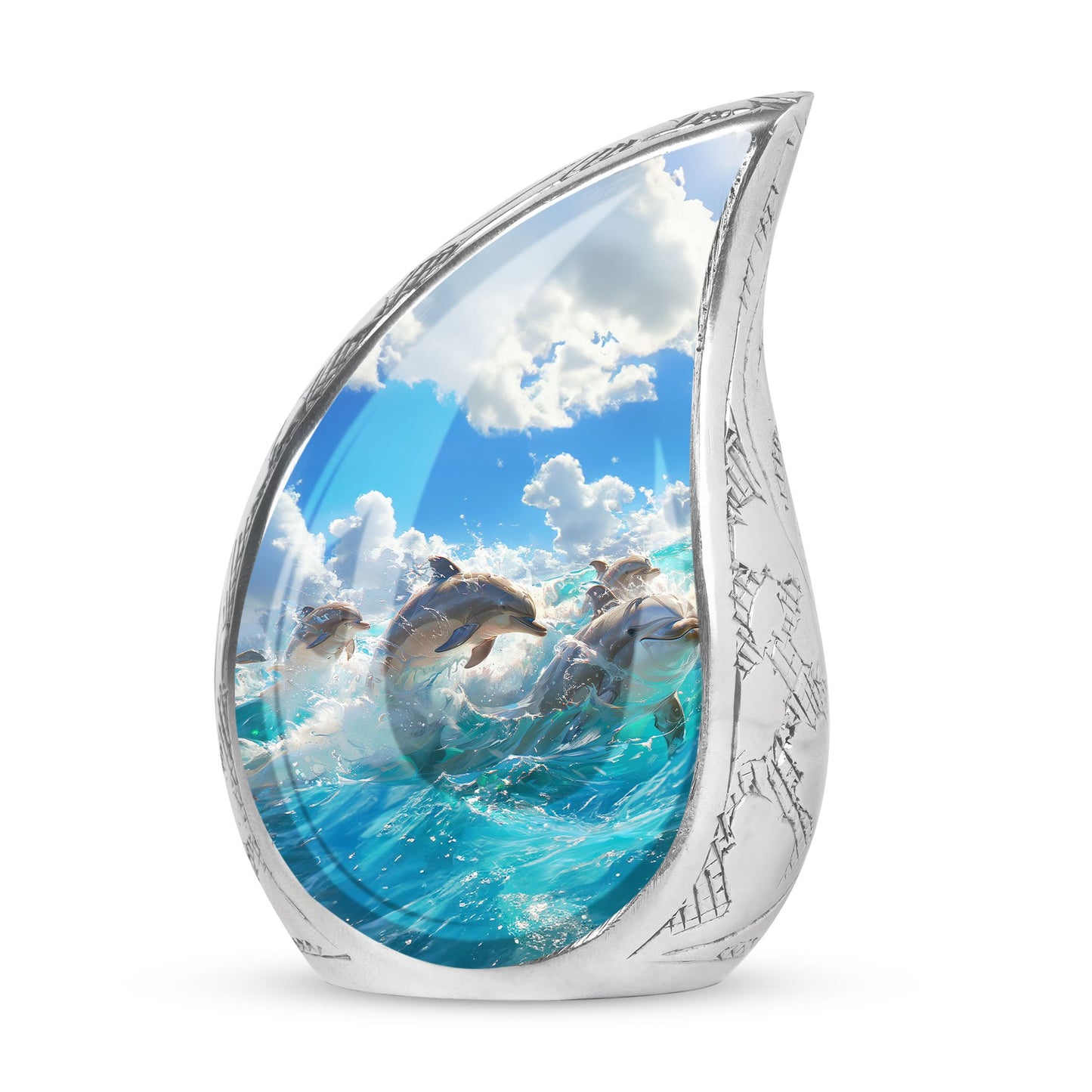 Personalized Dolphin Cremation Urn for Human Ashes - 10-inch, 200 cu in - Yatskia