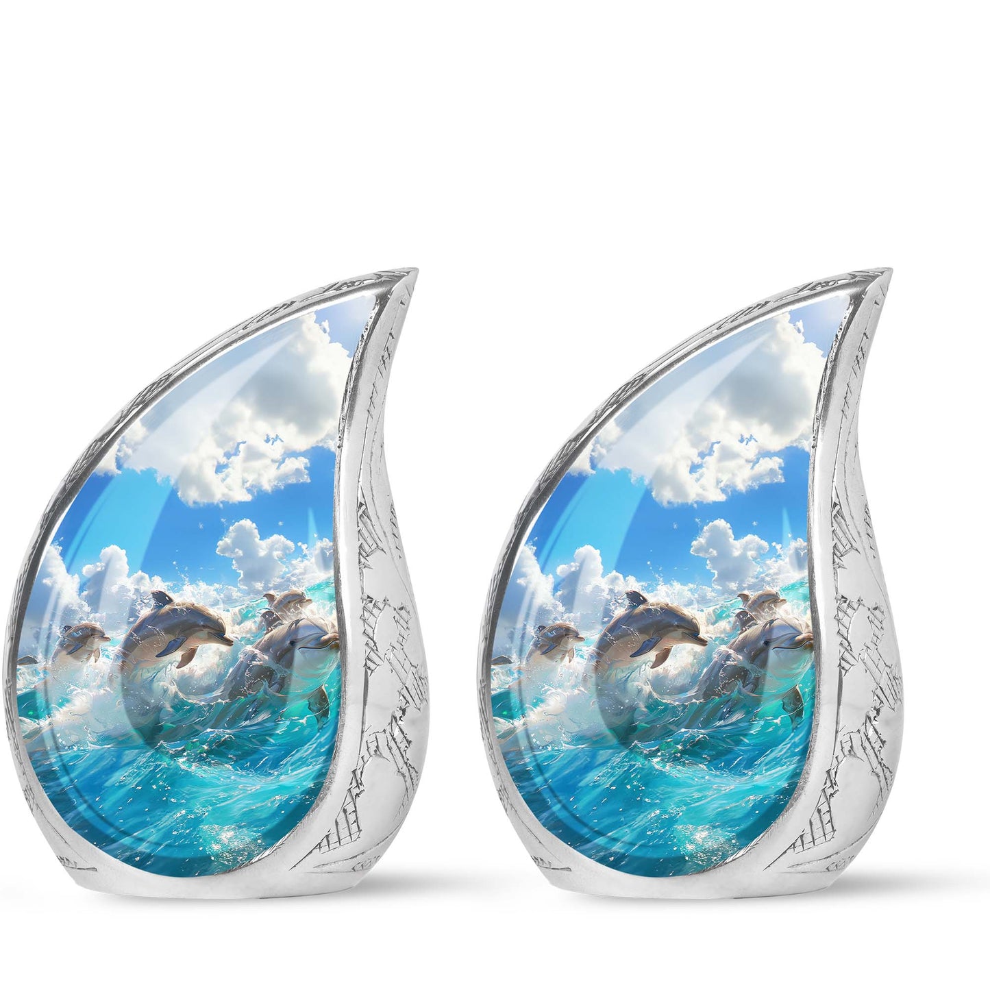 Personalized Dolphin Cremation Urn for Human Ashes - 10-inch, 200 cu in - Yatskia
