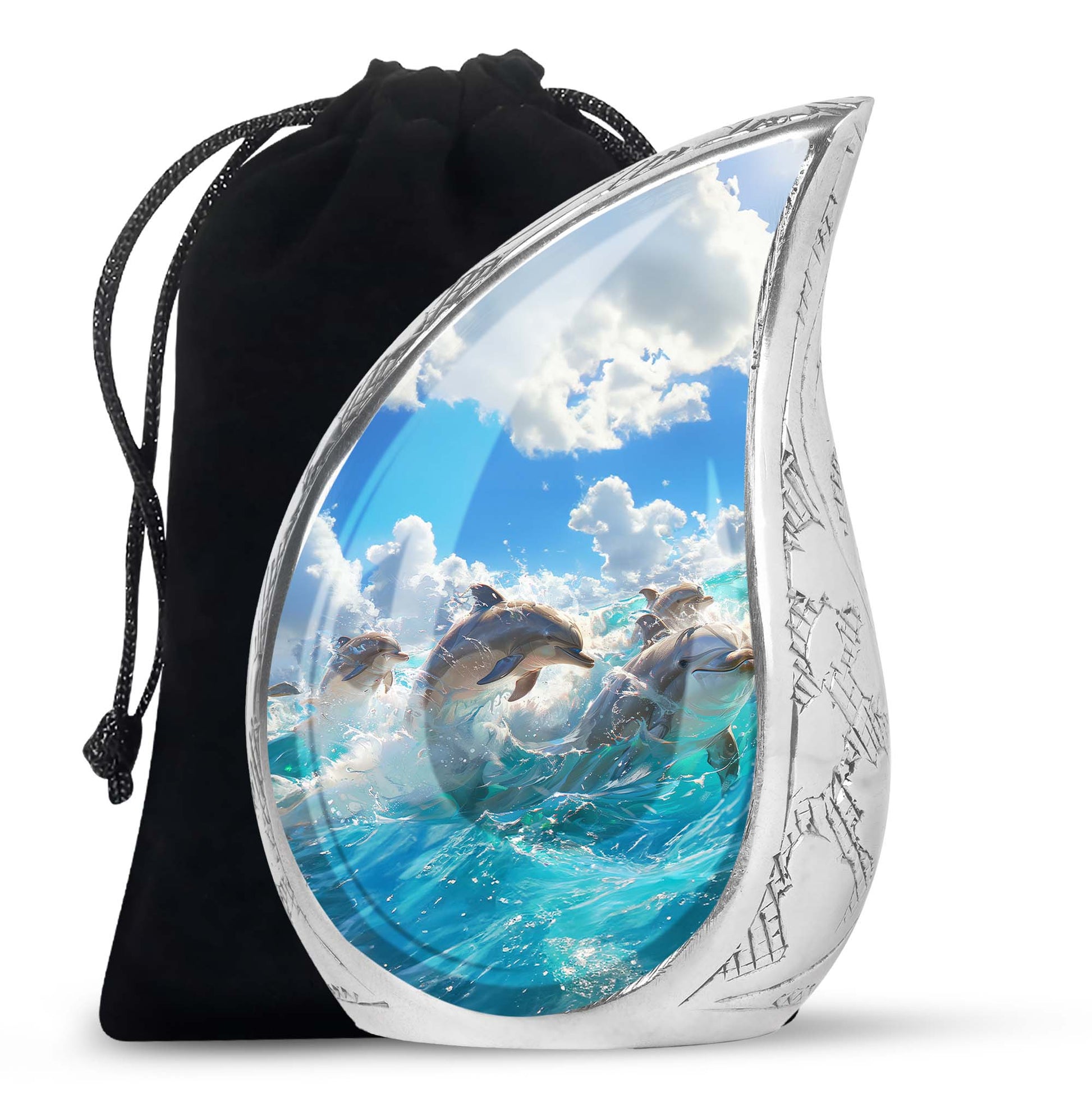 Joyful Dolphins Famiy Urn For Cremation - Funeral Urn for Loved Ones
