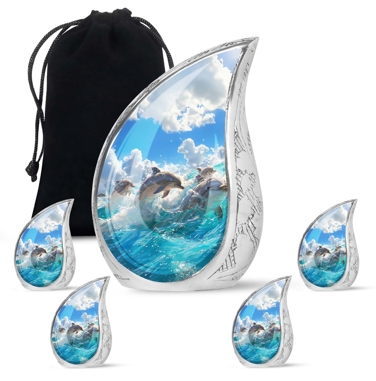 Personalized Dolphin Cremation Urn for Human Ashes - 10-inch, 200 cu in - Yatskia
