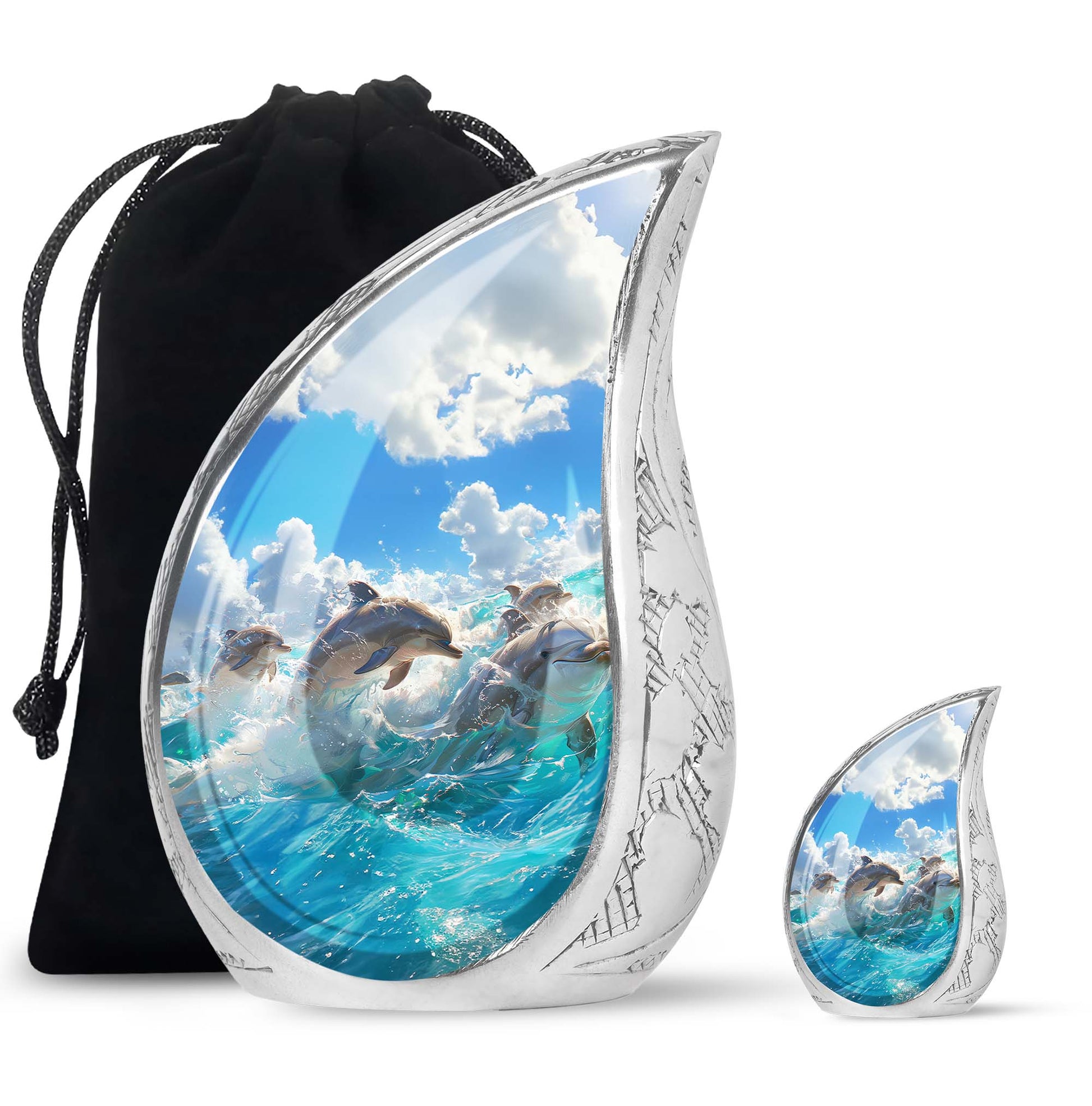 Joyful Dolphins Famiy Urn For Cremation - Funeral Urn for Loved Ones