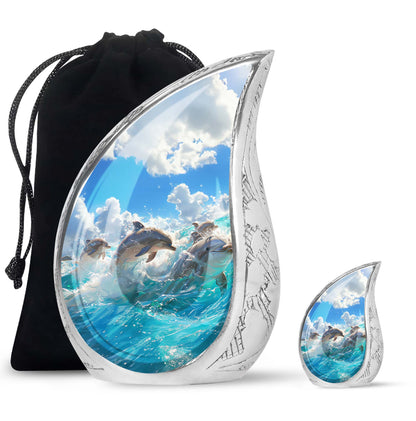 Personalized Dolphin Cremation Urn for Human Ashes - 10-inch, 200 cu in - Yatskia