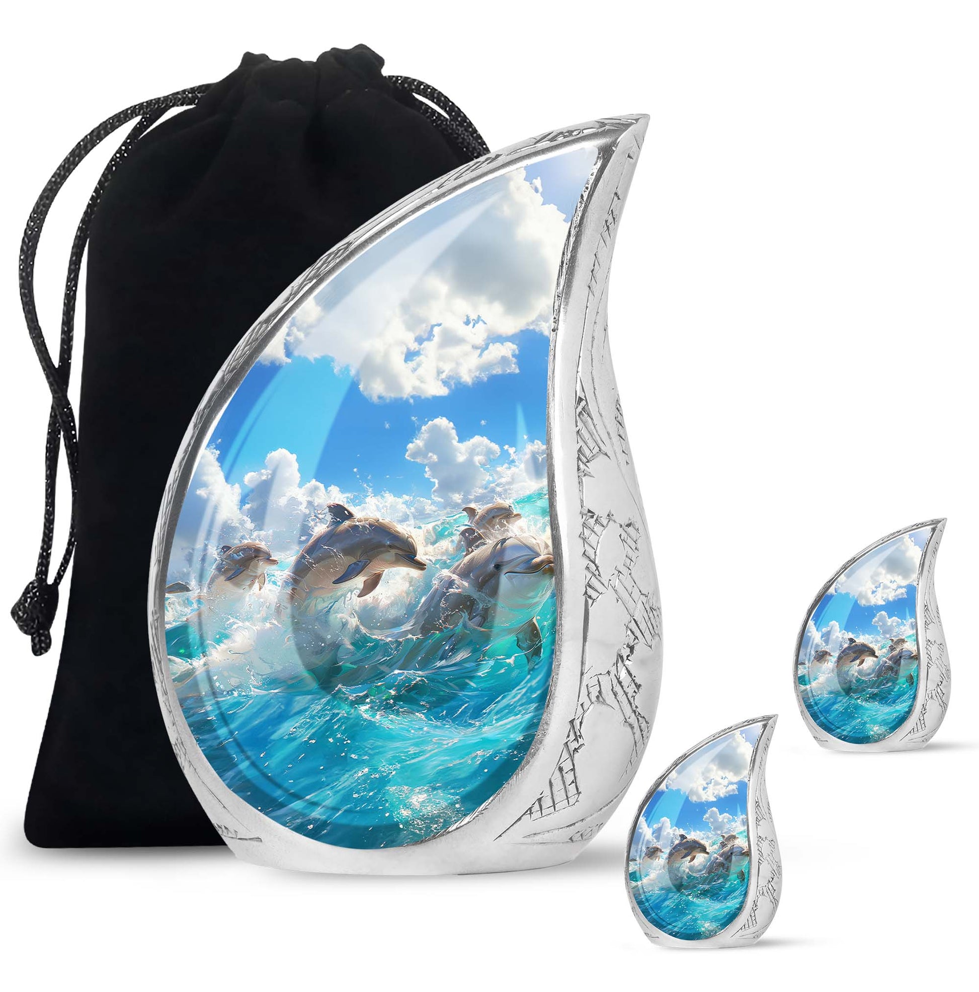 Joyful Dolphins Famiy Urn For Cremation - Funeral Urn for Loved Ones