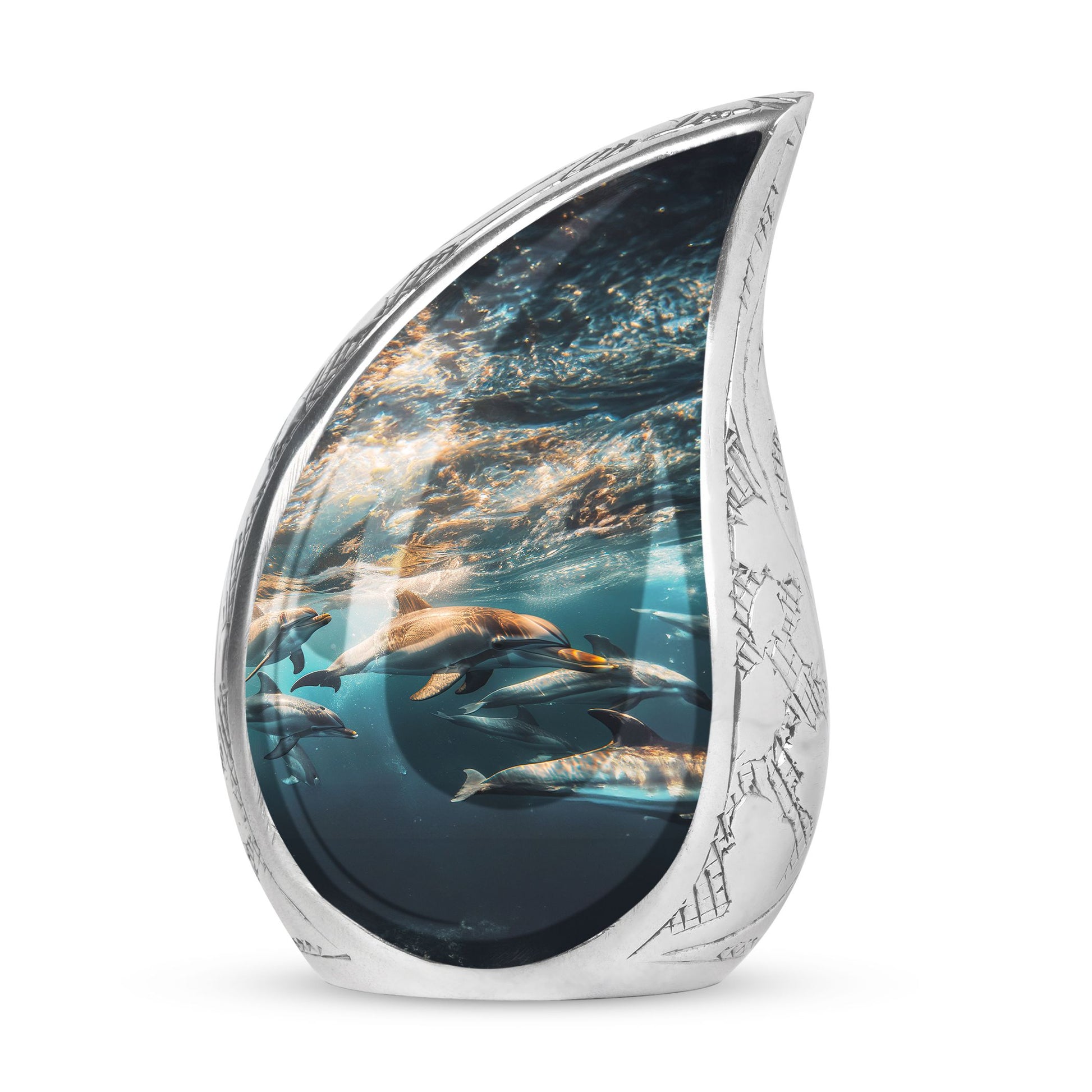 Underwater Dolphin Family Urn For Memorial - Human Ashes Container