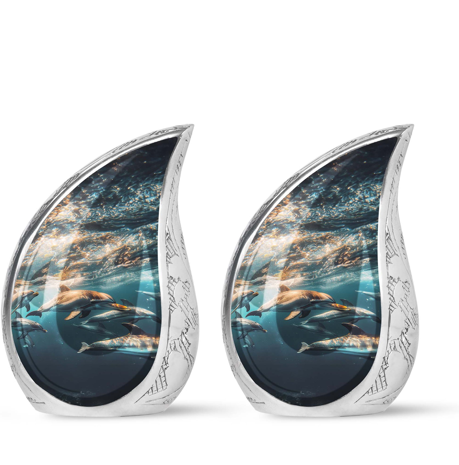 Underwater Dolphin Family Urn For Memorial - Human Ashes Container