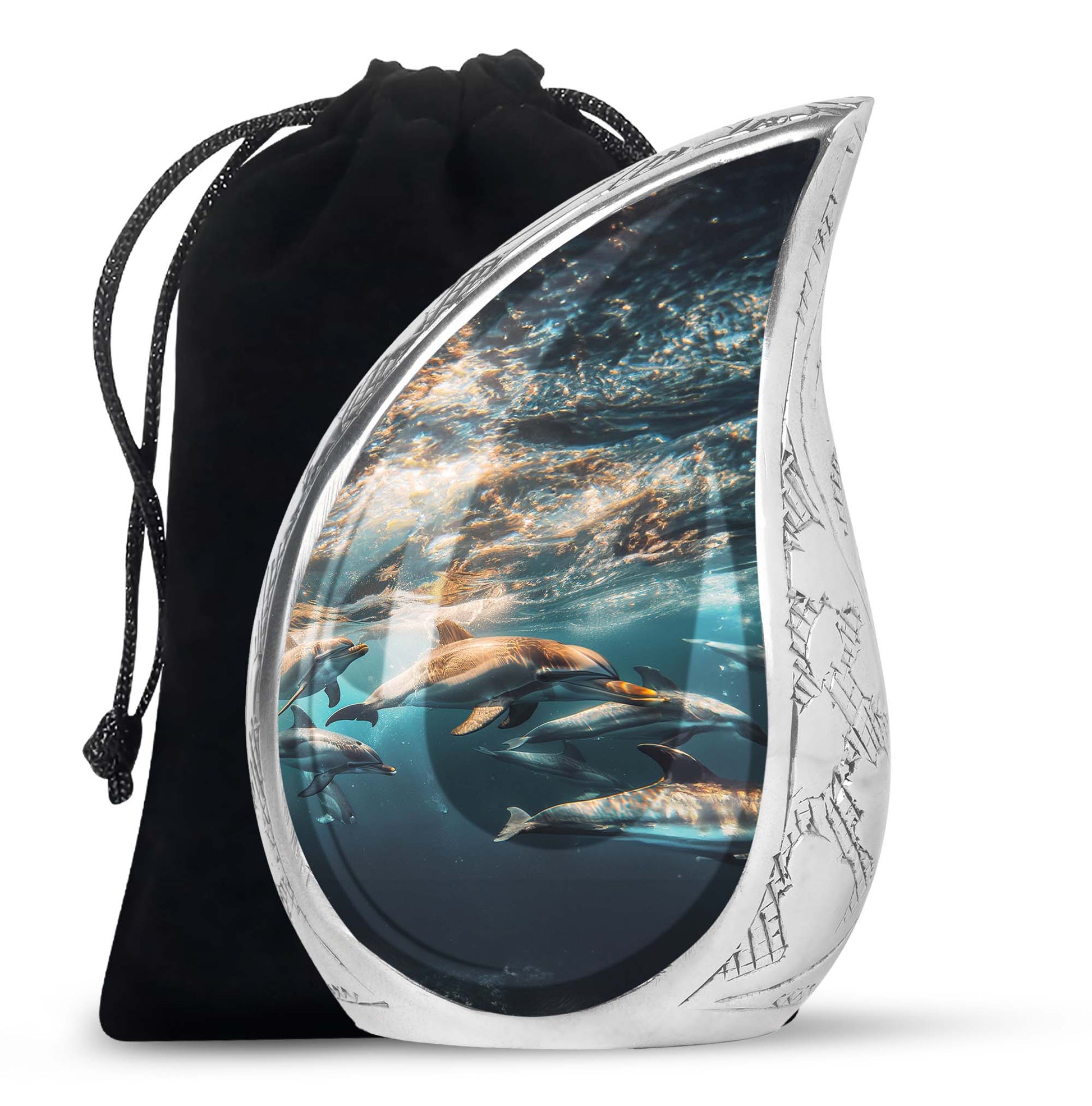 Underwater Dolphin Family Urn For Memorial - Human Ashes Container