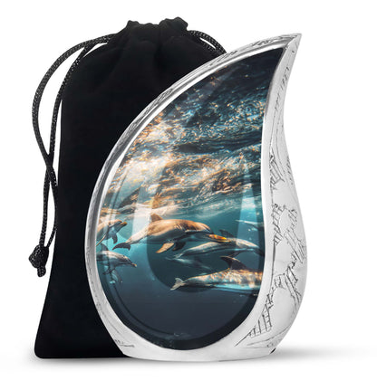 Personalized Dolphin Memorial Urn for Human Ashes - 10-inch, 200 cu in - Yatskia