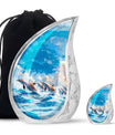 Dolphins Memorial Urn For Women - Artistic Funeral Urn for Sale