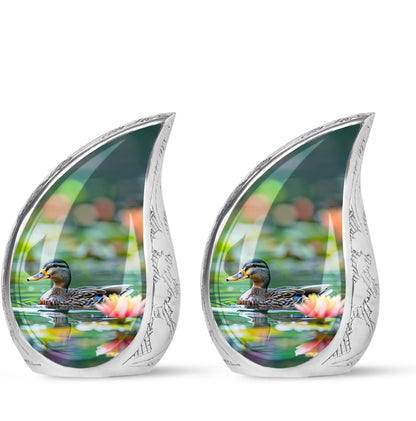 Green Personalized Bird Cremation Urn for Men & Women - 10-inch, 200 cu in - Yatskia
