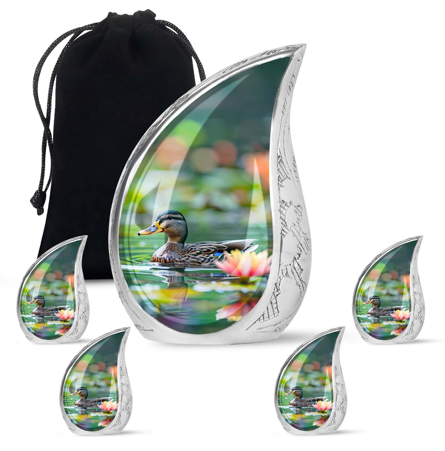 Green Personalized Bird Cremation Urn for Men & Women - 10-inch, 200 cu in - Yatskia