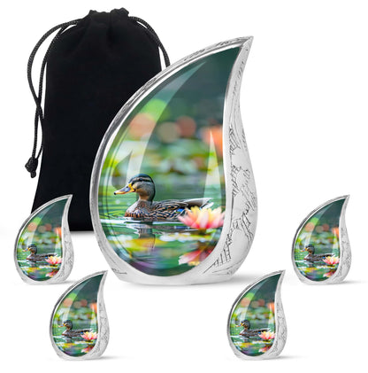 Green Personalized Bird Cremation Urn for Men & Women - 10-inch, 200 cu in - Yatskia