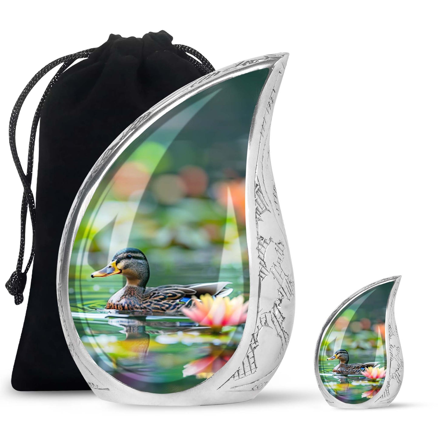 Green Personalized Bird Cremation Urn for Men & Women - 10-inch, 200 cu in - Yatskia