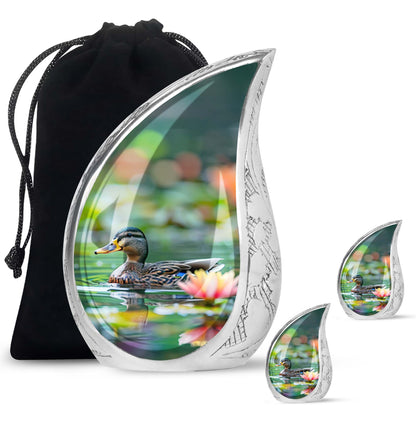 Green Personalized Bird Cremation Urn for Men & Women - 10-inch, 200 cu in - Yatskia