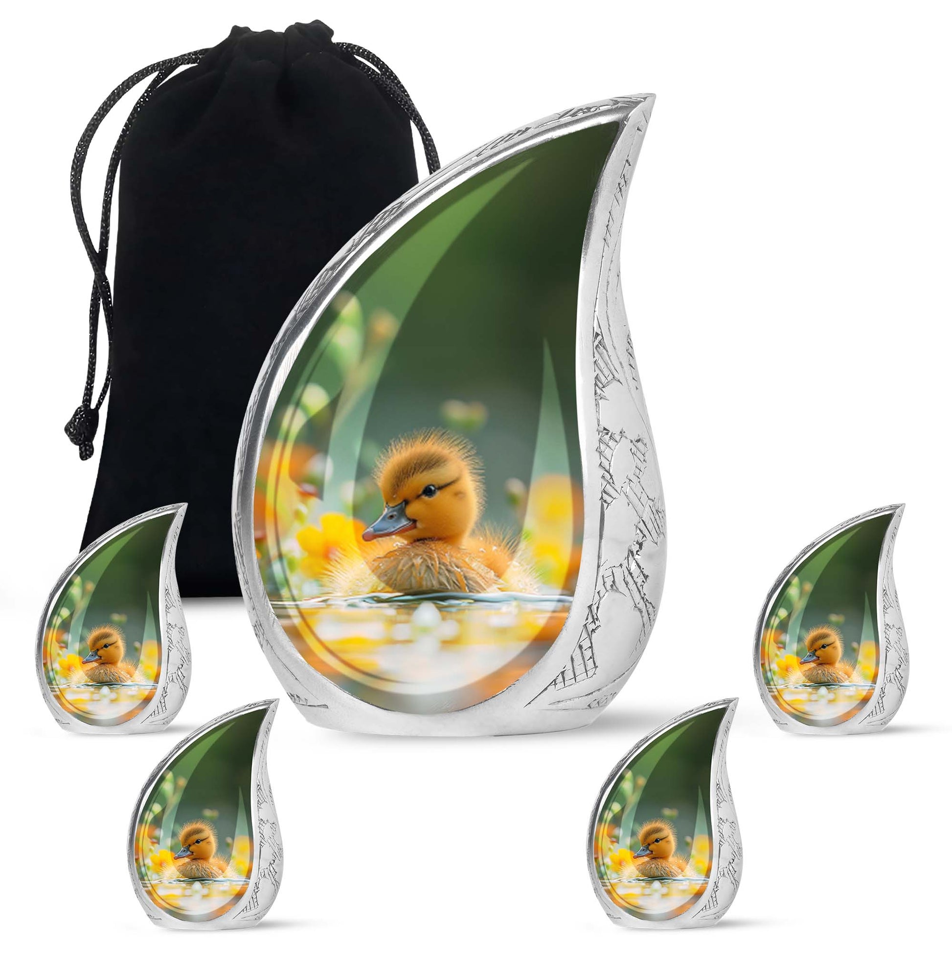 Golden Duckling Memorial Urn Set - Duck Cremation Urn For Ashes