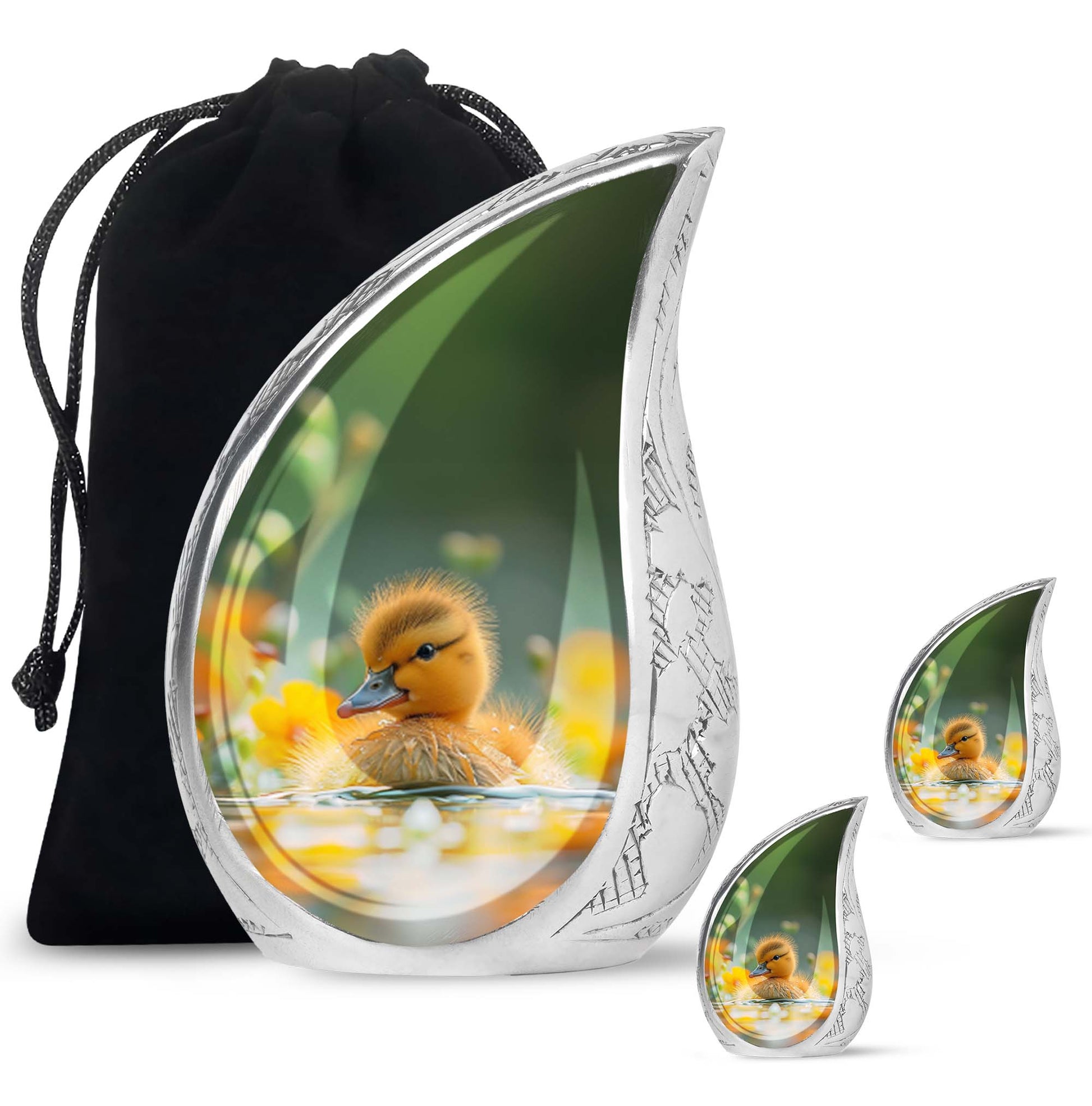 Golden Duckling Memorial Urn Set - Duck Cremation Urn For Ashes